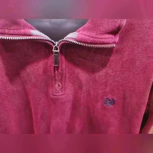 CHAPS  Men's XXL Pullover 1/4 Zip Sweater Long Sleeve Maroon  Cotton - Picture 2 of 4